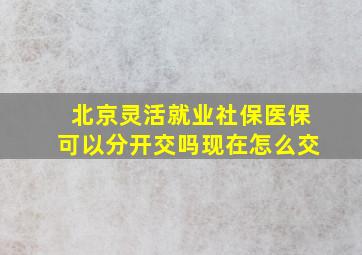 北京灵活就业社保医保可以分开交吗现在怎么交