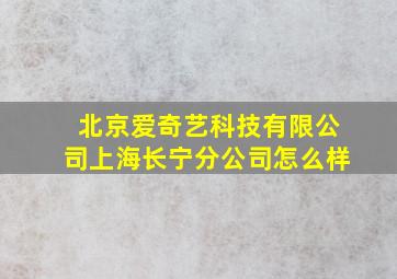 北京爱奇艺科技有限公司上海长宁分公司怎么样