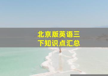 北京版英语三下知识点汇总