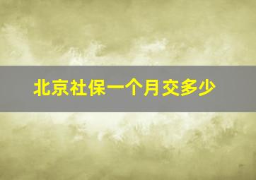 北京社保一个月交多少