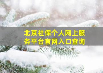 北京社保个人网上服务平台官网入口查询