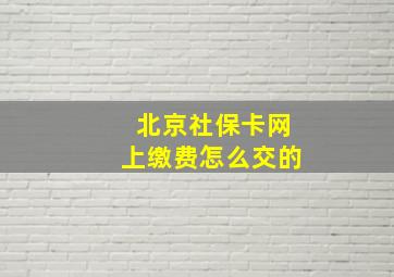 北京社保卡网上缴费怎么交的