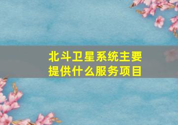 北斗卫星系统主要提供什么服务项目