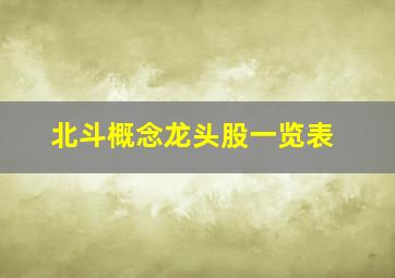 北斗概念龙头股一览表