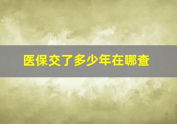 医保交了多少年在哪查