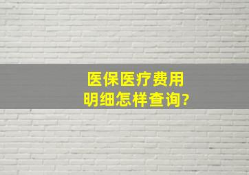 医保医疗费用明细怎样查询?