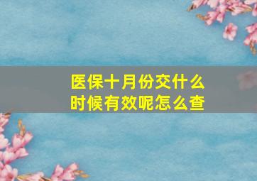 医保十月份交什么时候有效呢怎么查