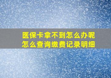 医保卡拿不到怎么办呢怎么查询缴费记录明细