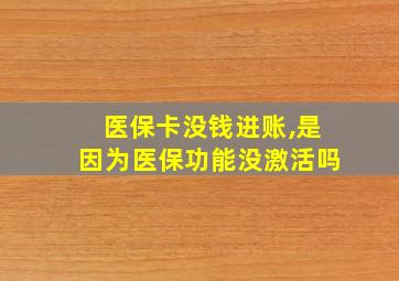 医保卡没钱进账,是因为医保功能没激活吗