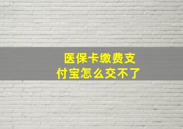 医保卡缴费支付宝怎么交不了