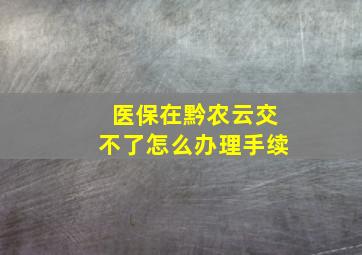 医保在黔农云交不了怎么办理手续