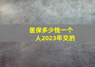 医保多少钱一个人2023年交的