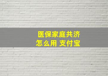 医保家庭共济怎么用 支付宝