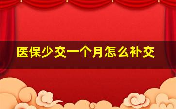 医保少交一个月怎么补交