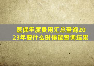 医保年度费用汇总查询2023年要什么时候能查询结果