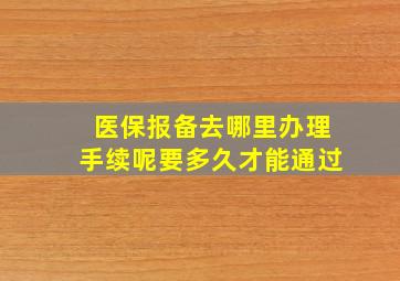 医保报备去哪里办理手续呢要多久才能通过