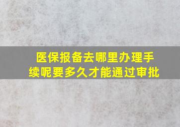 医保报备去哪里办理手续呢要多久才能通过审批