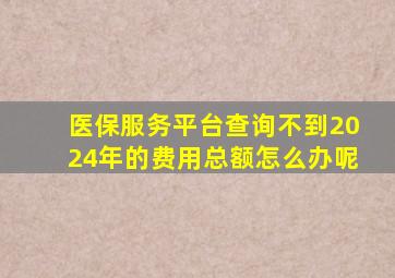 医保服务平台查询不到2024年的费用总额怎么办呢