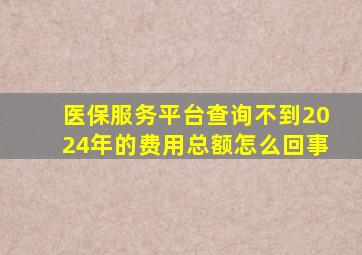 医保服务平台查询不到2024年的费用总额怎么回事