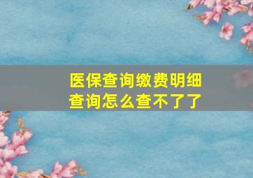 医保查询缴费明细查询怎么查不了了