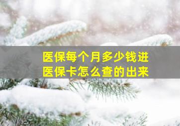 医保每个月多少钱进医保卡怎么查的出来