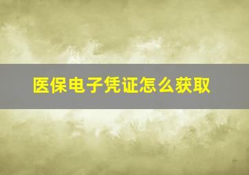 医保电子凭证怎么获取