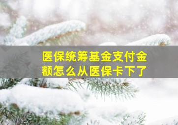 医保统筹基金支付金额怎么从医保卡下了