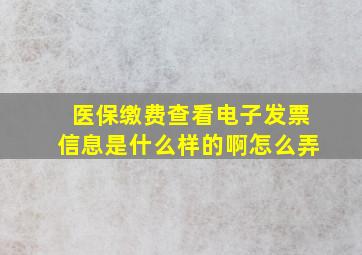 医保缴费查看电子发票信息是什么样的啊怎么弄