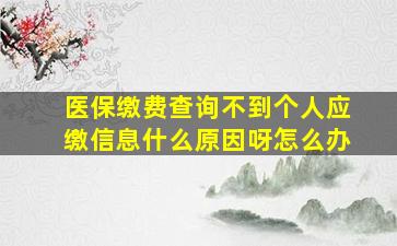 医保缴费查询不到个人应缴信息什么原因呀怎么办