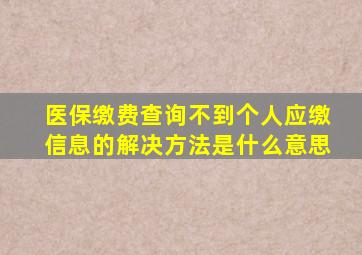 医保缴费查询不到个人应缴信息的解决方法是什么意思