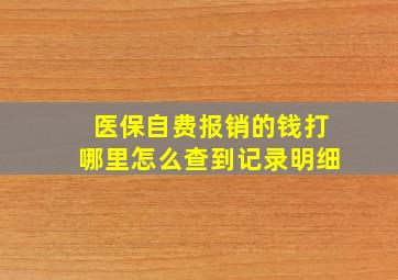 医保自费报销的钱打哪里怎么查到记录明细