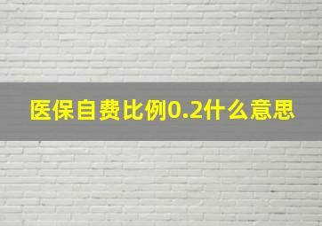 医保自费比例0.2什么意思