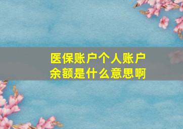 医保账户个人账户余额是什么意思啊