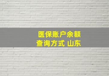 医保账户余额查询方式 山东