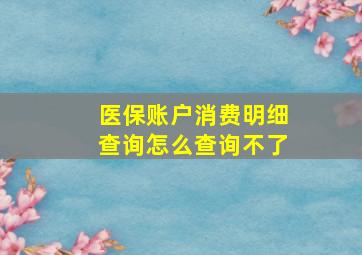 医保账户消费明细查询怎么查询不了