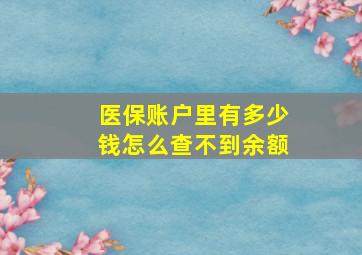 医保账户里有多少钱怎么查不到余额