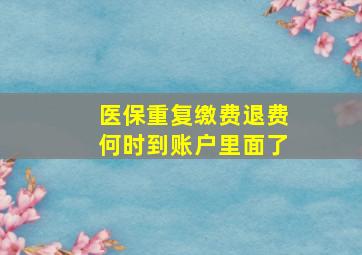 医保重复缴费退费何时到账户里面了