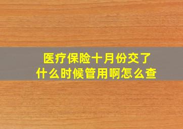 医疗保险十月份交了什么时候管用啊怎么查