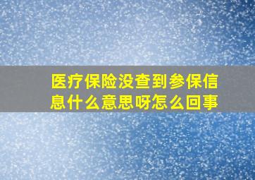 医疗保险没查到参保信息什么意思呀怎么回事