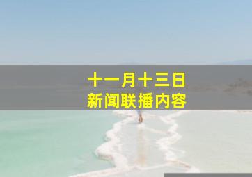 十一月十三日新闻联播内容