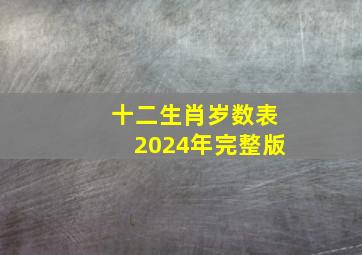 十二生肖岁数表2024年完整版