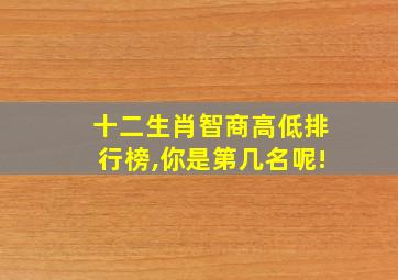 十二生肖智商高低排行榜,你是第几名呢!