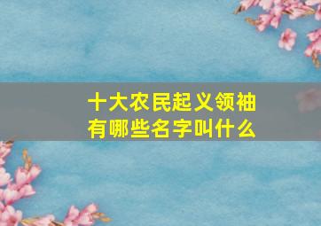 十大农民起义领袖有哪些名字叫什么