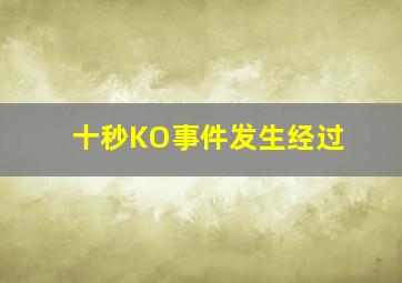 十秒KO事件发生经过