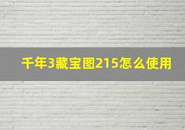 千年3藏宝图215怎么使用