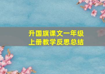 升国旗课文一年级上册教学反思总结