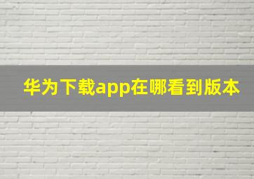 华为下载app在哪看到版本