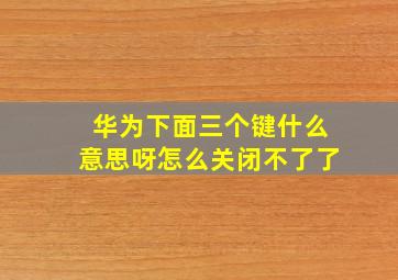 华为下面三个键什么意思呀怎么关闭不了了