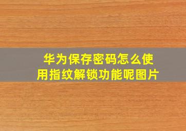 华为保存密码怎么使用指纹解锁功能呢图片