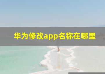 华为修改app名称在哪里